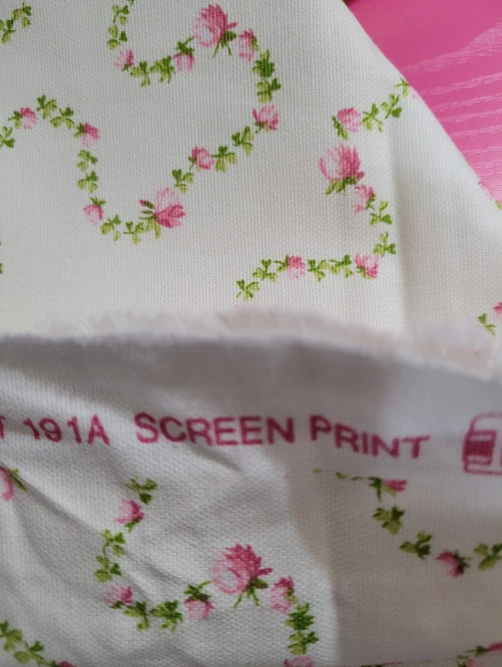 John Wolf Decorative Fabrics Pink Floral Vine Cream Sewing Fabric (1502)